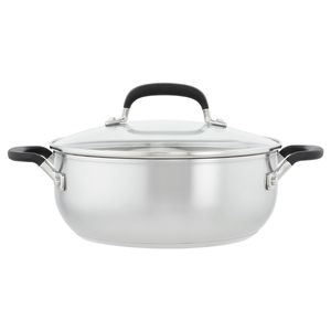 Olla 24cm acero inoxidable, tapa de vidrio templado, placa de inducción. KitchenAid
