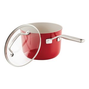 Perol 19.5cm, anodizado duro, antiadherente cerámico, tapa de vidrio templado. KitchenAid.