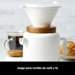 Juego para vertido de café y té de cerámica,20 onzas / 4 tazas/ 0.57L, color blanco mate. BonJour.