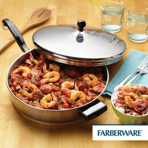 Sartén 30cm para saltear, con tapa y asa, acero inoxidable, Classic Farberware.
