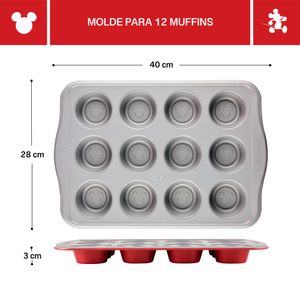 Molde para 12 cupcakes. Acero con antiadherente. Farberware rojo