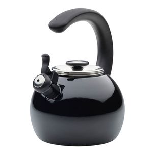 Tetera silbante esmaltada en acero con boquilla abatible, 1.89 L, Circulon. Rojo.