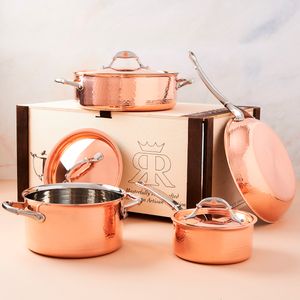 Batería de cocina 7 piezas en Cobre, interior Acero Inox. Línea Ruffoni Symphonia Cupra.