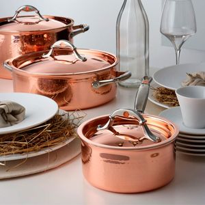 Batería de cocina 7 piezas en Cobre, interior Acero Inox. Línea Ruffoni Symphonia Cupra.