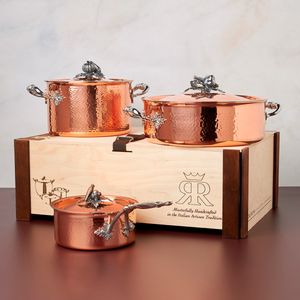 Batería de Cocina de 6 piezas de Cobre interior Acero Inox. Línea Ruffoni Opus Cupra
