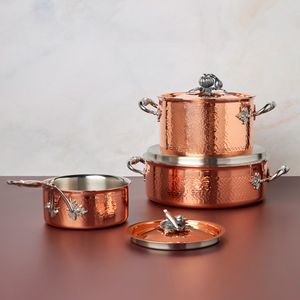 Batería de Cocina de 6 piezas de Cobre interior Acero Inox. Línea Ruffoni Opus Cupra