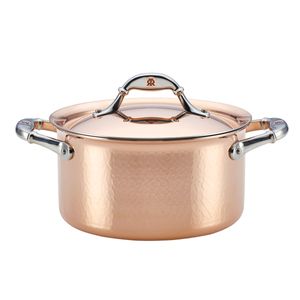 Olla para sopa con tapa,  3.8L / 20CM en Cobre, interior Acero Inox. Línea Ruffoni Symphonia Cupra.