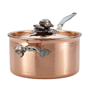 Perol con tapa, 3.8L / 20CM de Cobre interior Acero Inox. Línea Ruffoni Opus Cupra.